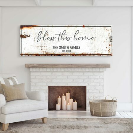 Bless This Home Sign  Customizable Canvas